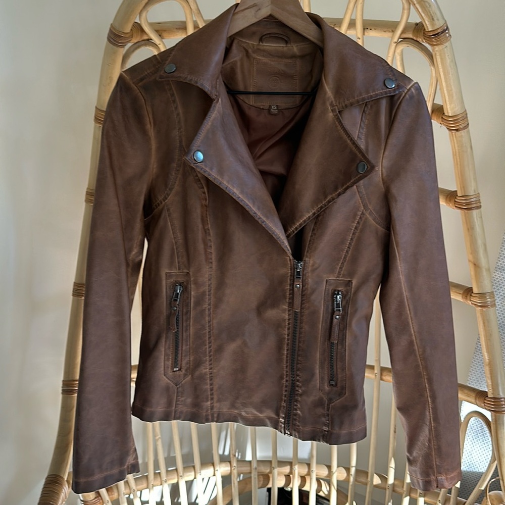 Max Studio Motorcycle Faux Leather Jacket